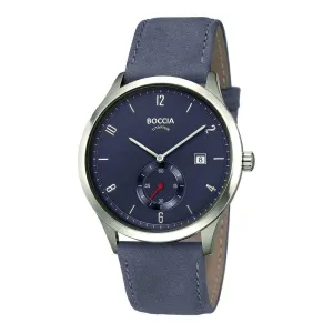 3606-03 - Mens Grey Leather & Titanium Watch
