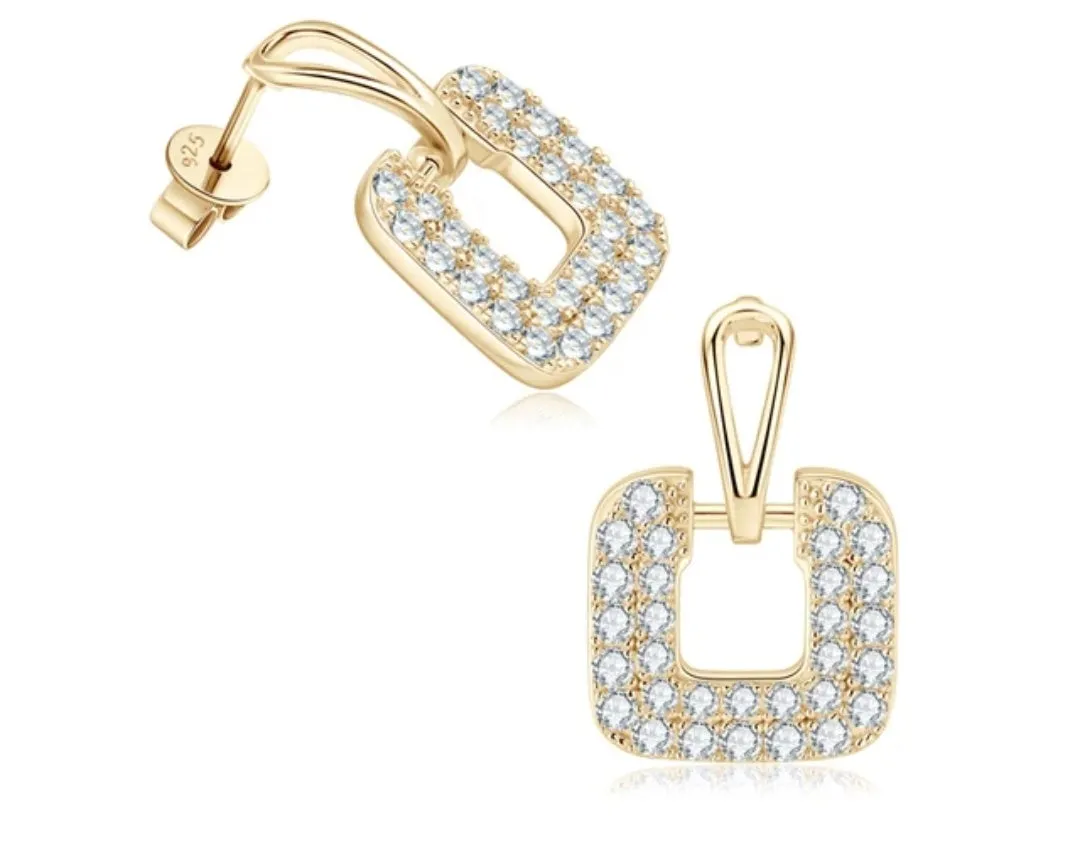 925 Silver 1.6mm 0.1CT Moissanite Drop Earrings