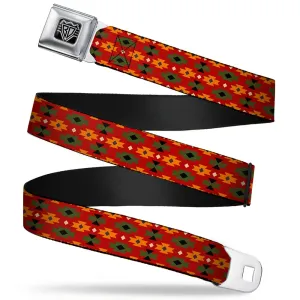 BD Wings Logo CLOSE-UP Full Color Black Silver Seatbelt Belt - Mini Navajo Tan/Rust/Olive/Black Webbing
