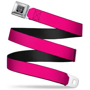 BD Wings Logo CLOSE-UP Full Color Black Silver Seatbelt Belt - Neon Pink Print Webbing