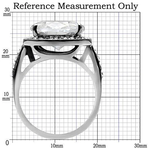 CJ010 Wholesale Women's Stainless Steel AAA Grade Clear Cubic Zirconia Oval Cut Engagement Ring