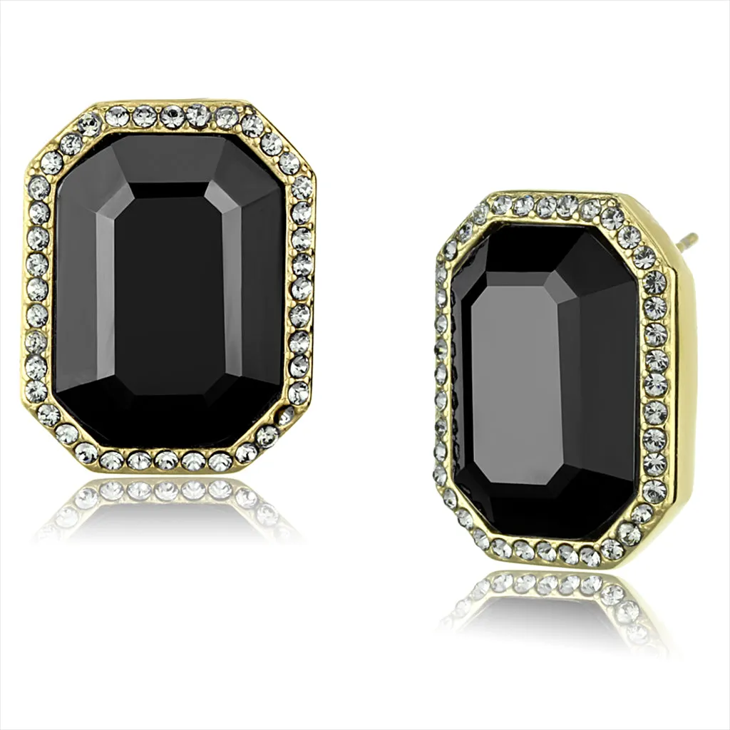 CJ2378 Wholesale Women's Stainless Steel IP Gold Top Grade Crystal Hematite Earrings
