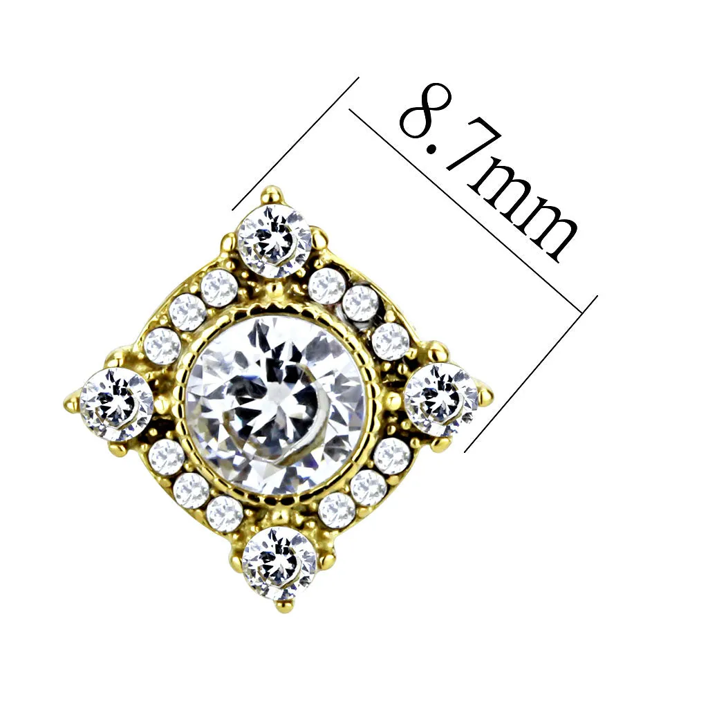 CJ293 Wholesale Women's Stainless Steel IP Gold AAA Grade CZ Clear Earrings