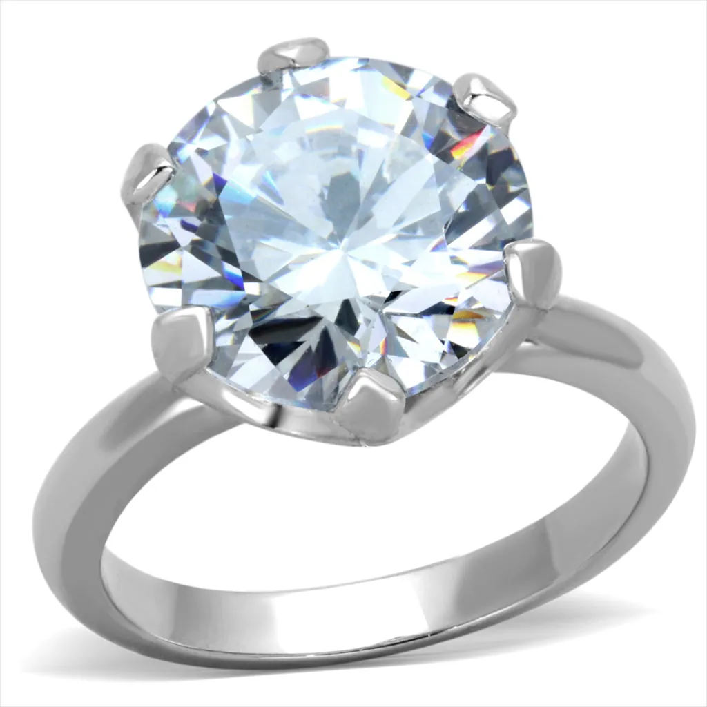 CJE1823 Stainless Steel AAA Grade Solitaire CZ Ring