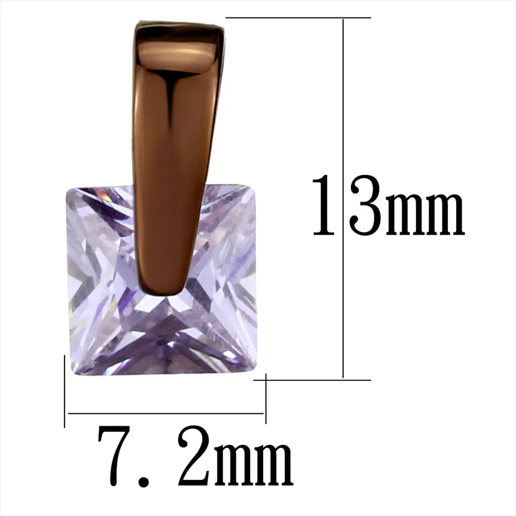 CJE2541 Women's Wholesale CZ Purple and Chocolate Plated Earring