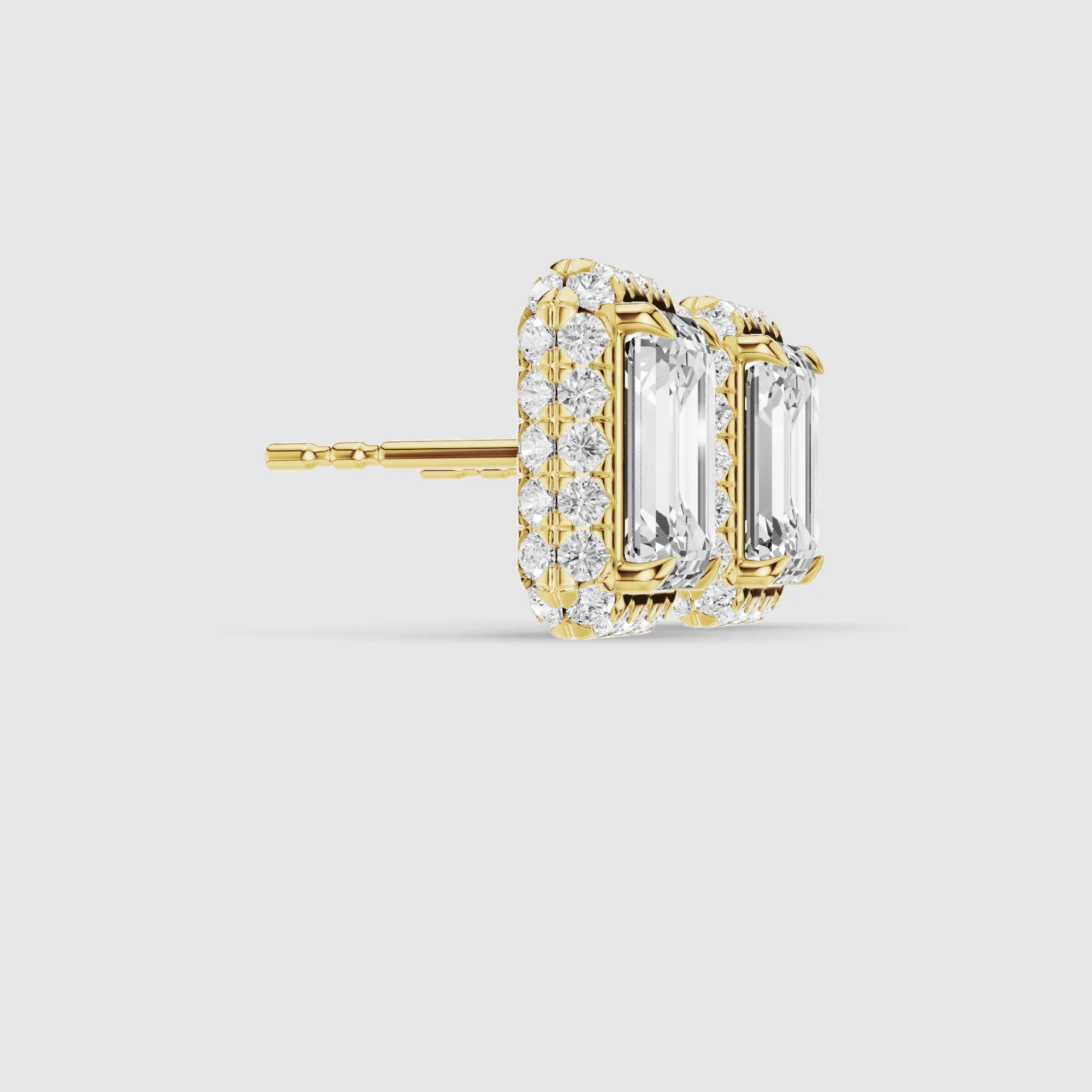 Donut Halo Lab Grown Diamond Studs-Emerald Cut