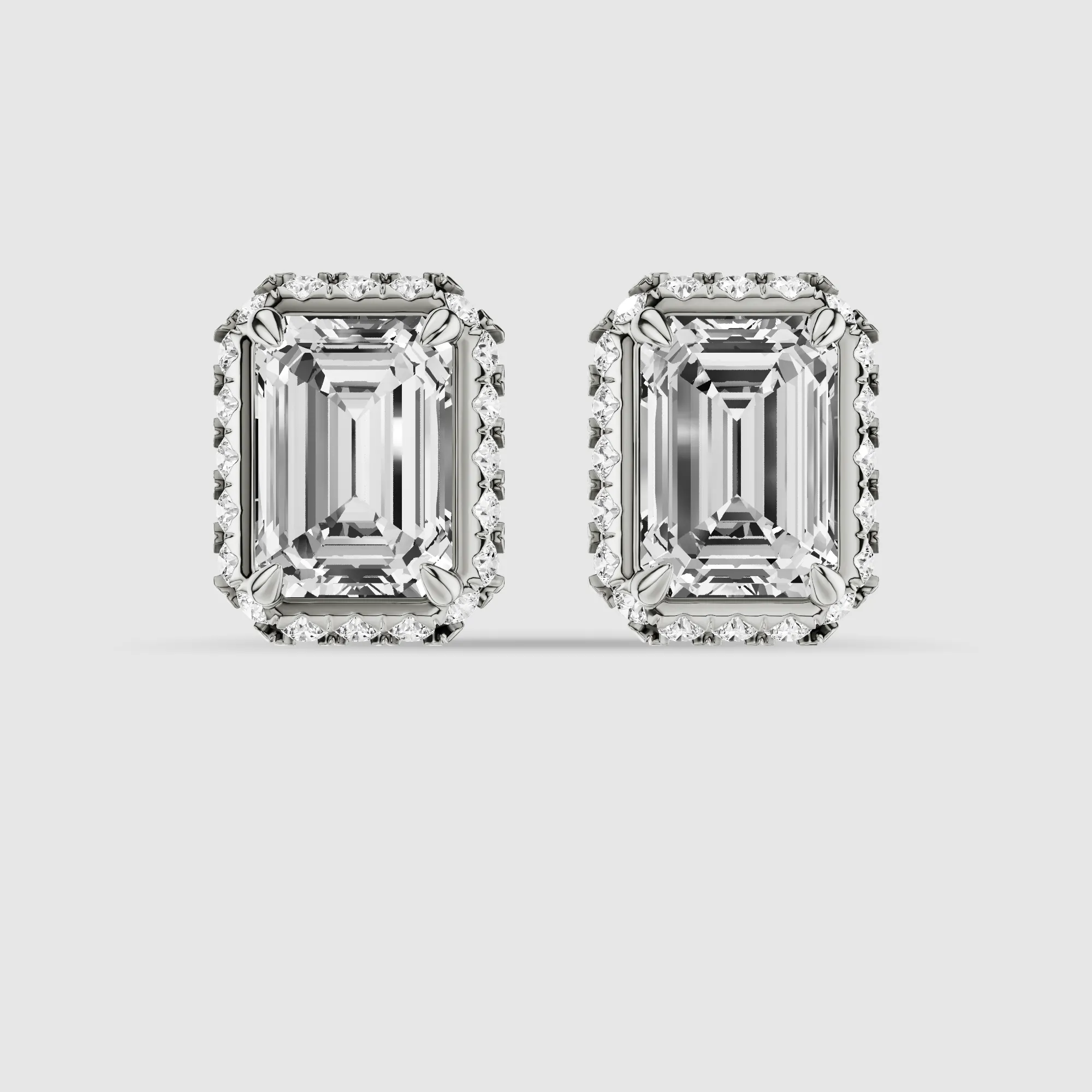 Donut Halo Lab Grown Diamond Studs-Emerald Cut
