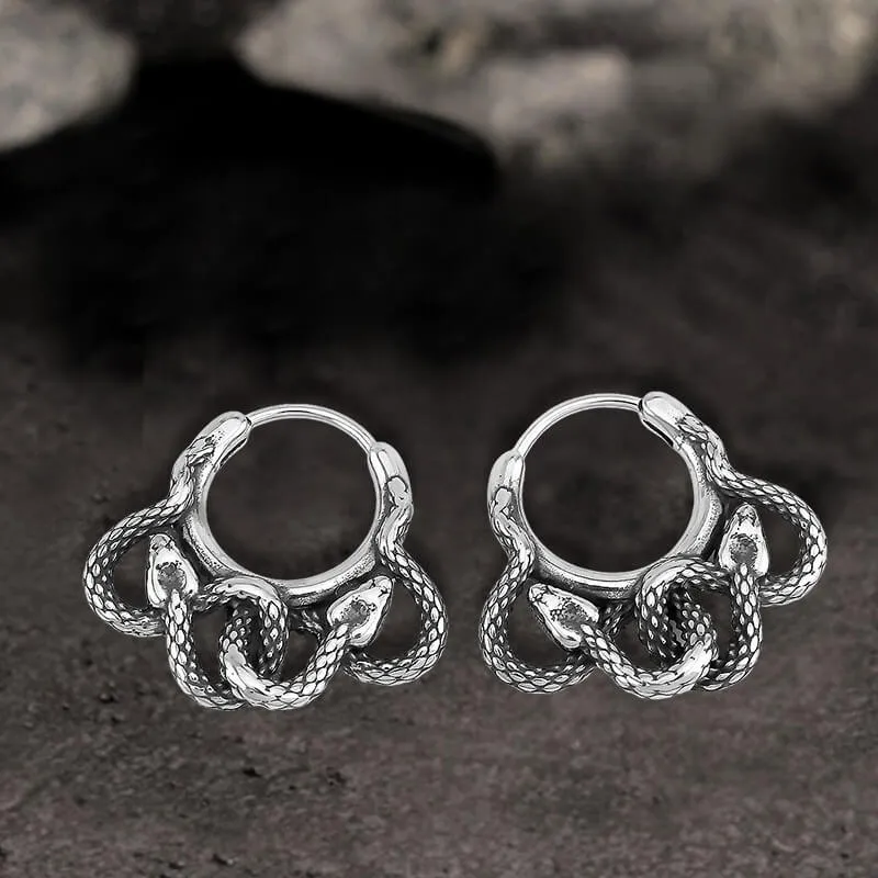Double Snake Wrapped Stainless Steel Earrings