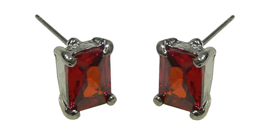 Estud500-2 Bella Emerald Cut Stud Earrings Cubic Zirconia Post Earrings NF89500-2
