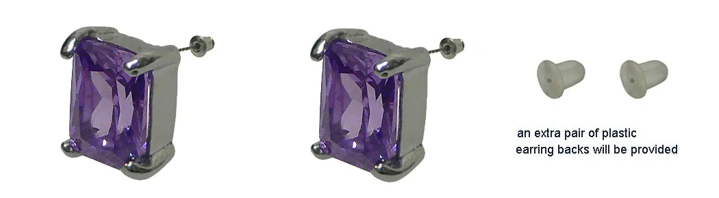 Estud500-2 Bella Emerald Cut Stud Earrings Cubic Zirconia Post Earrings NF89500-2