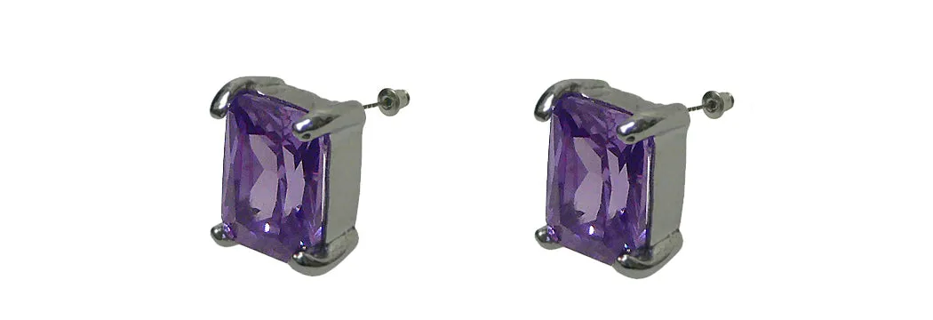 Estud500-2 Bella Emerald Cut Stud Earrings Cubic Zirconia Post Earrings NF89500-2