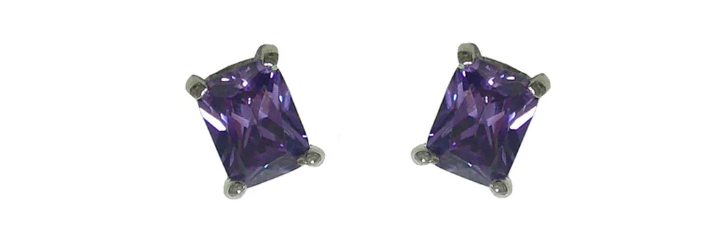 Estud500-2 Bella Emerald Cut Stud Earrings Cubic Zirconia Post Earrings NF89500-2