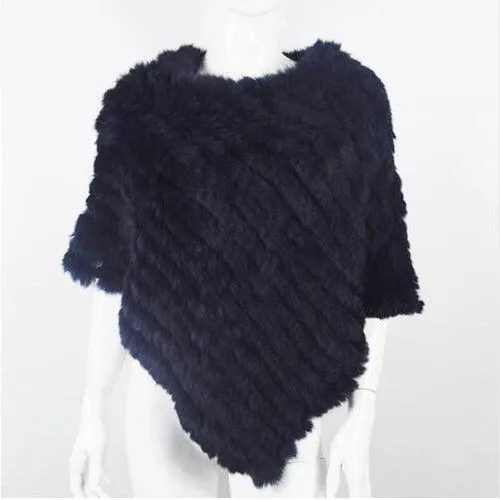 Genuine Real Knitted Rabbit Fur Poncho Wrap Scarves Women Real Rabbit Fur Shawl Scarf Triangle Cape Free Shipping