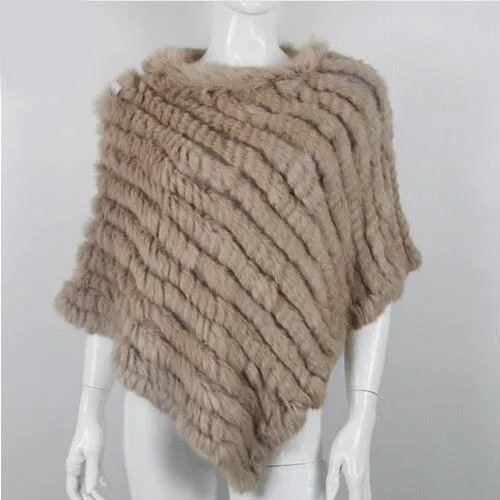 Genuine Real Knitted Rabbit Fur Poncho Wrap Scarves Women Real Rabbit Fur Shawl Scarf Triangle Cape Free Shipping