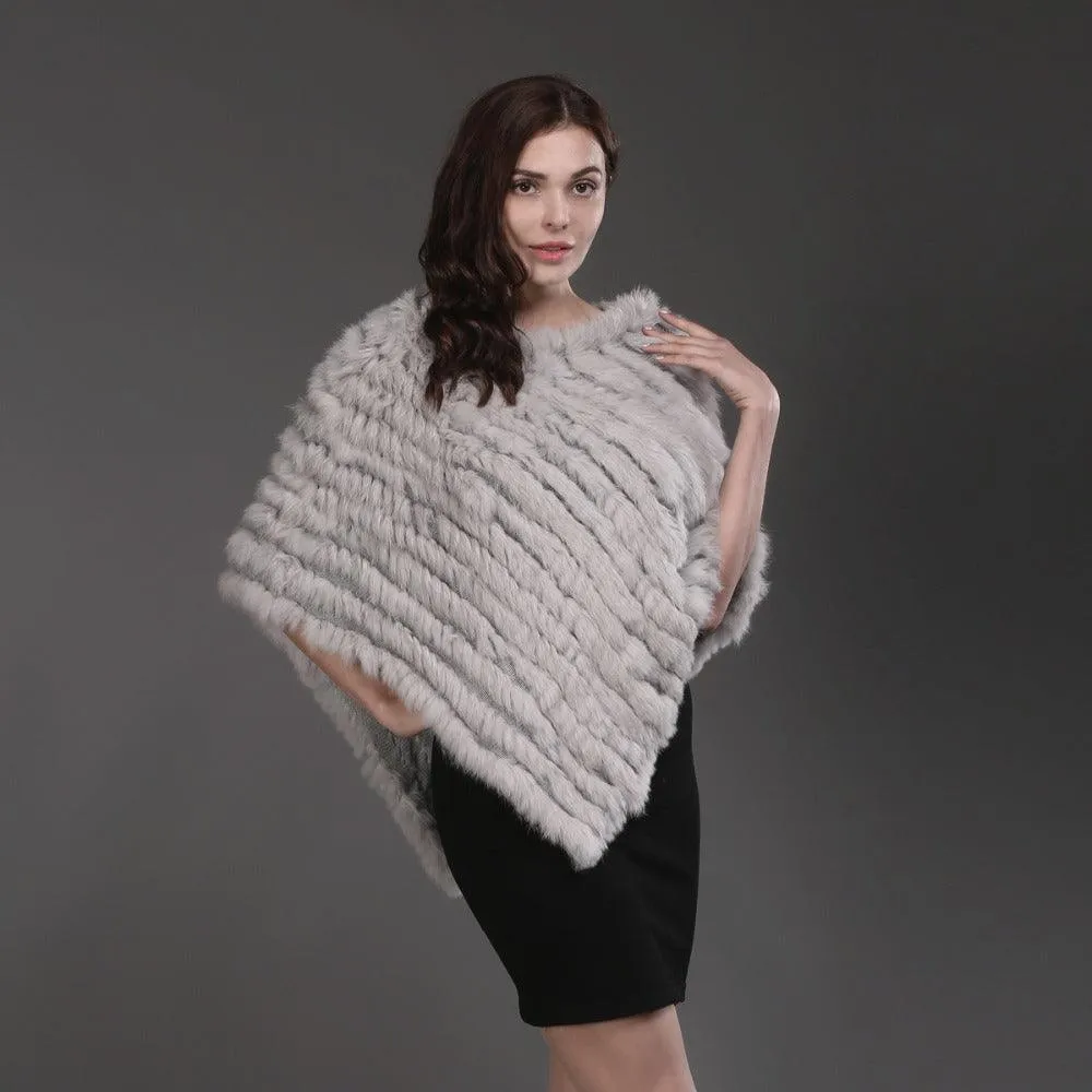 Genuine Real Knitted Rabbit Fur Poncho Wrap Scarves Women Real Rabbit Fur Shawl Scarf Triangle Cape Free Shipping