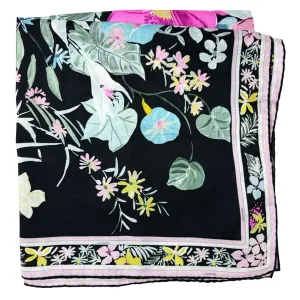 Leonard Paris Scarf Floral Design - Large Square Wool Silk Wrap SALE