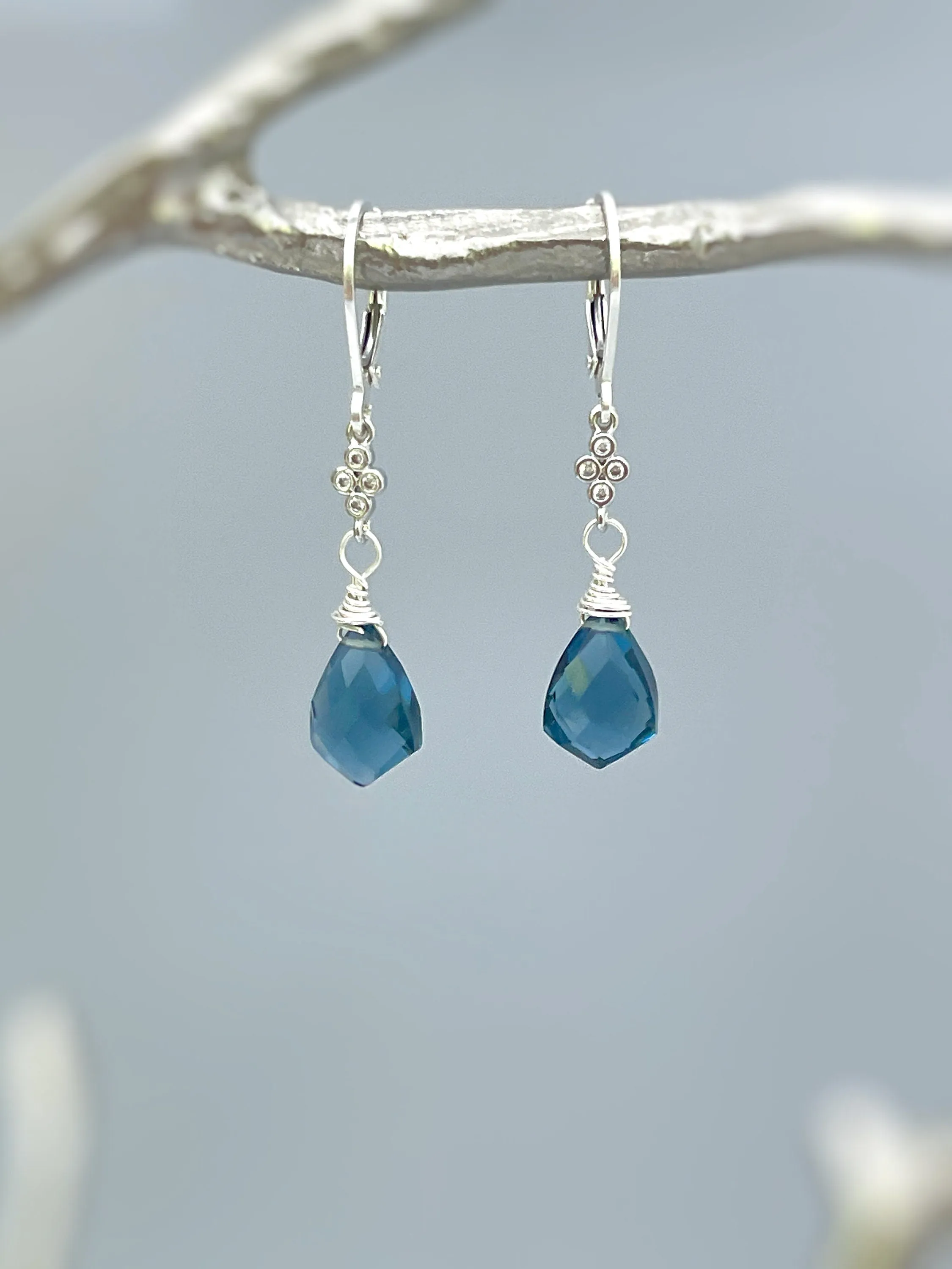 London Blue Topaz and Crystal earrings dangle