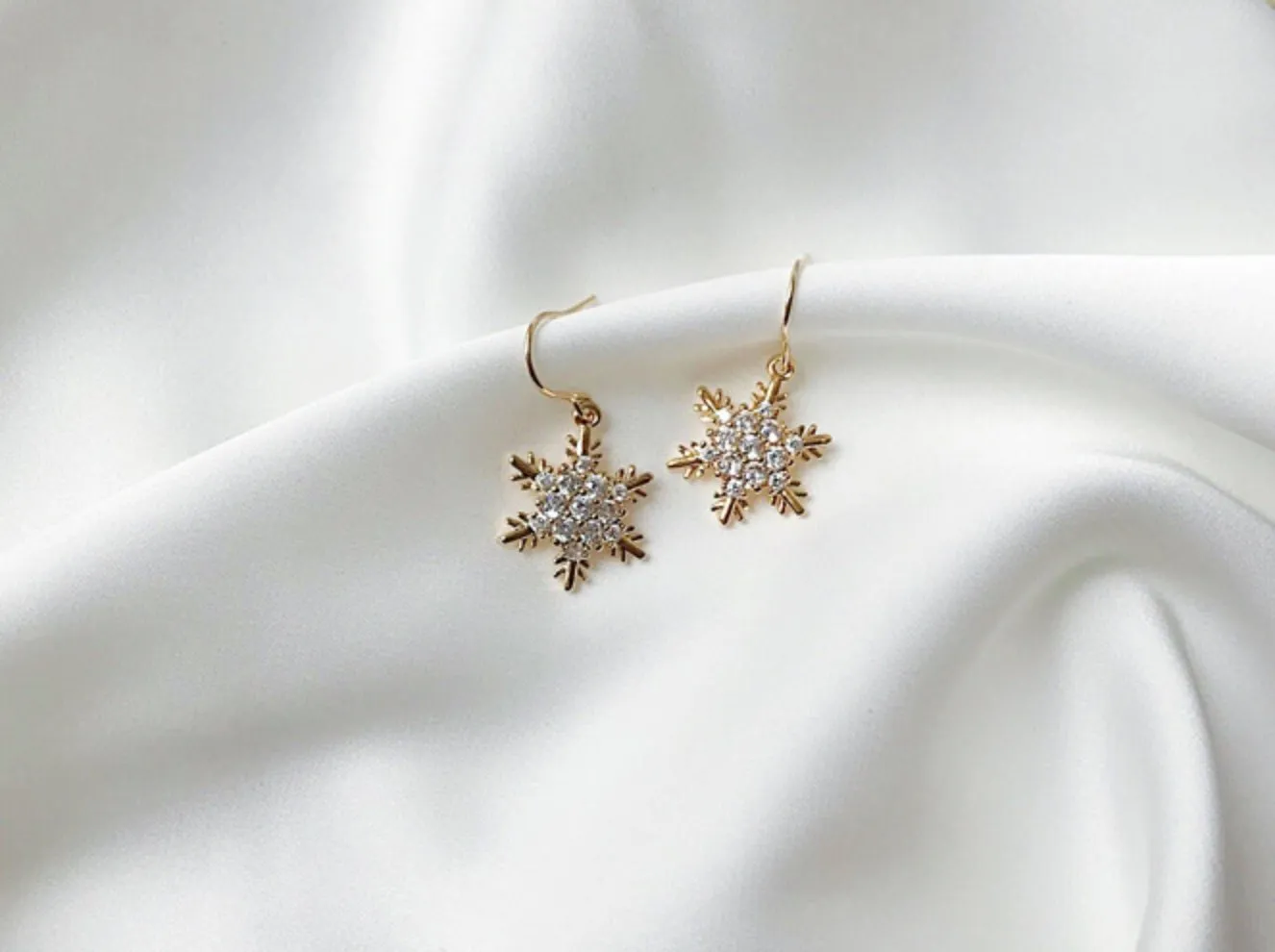 Lumi 14K Gold Fill Earrings, Winter Snowflake Christmas Ornament | Sparkle Shine