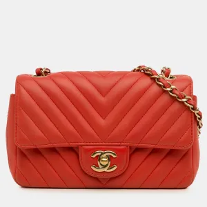 Mini Chevron Quilted Lambskin Rectangular Flap Bag