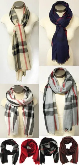 plaid scarves assorted colors Case of 24