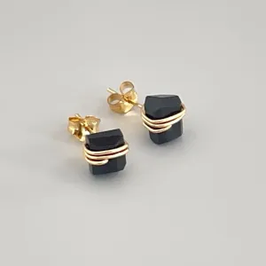 Raw Black Onyx Stud Earrings