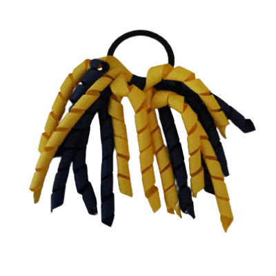 School Hair Accessories Short Curly Ponytail Streamer Hair Tie - Maize Yellow (28 colours options to pick from)