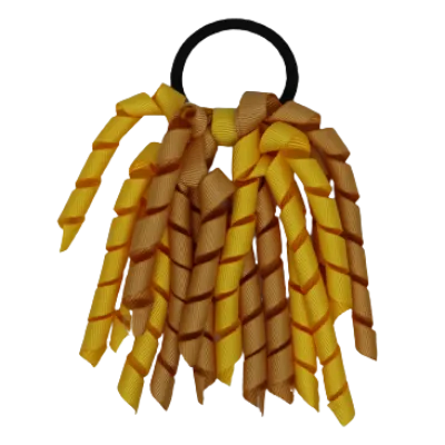 School Hair Accessories Short Curly Ponytail Streamer Hair Tie - Maize Yellow (28 colours options to pick from)