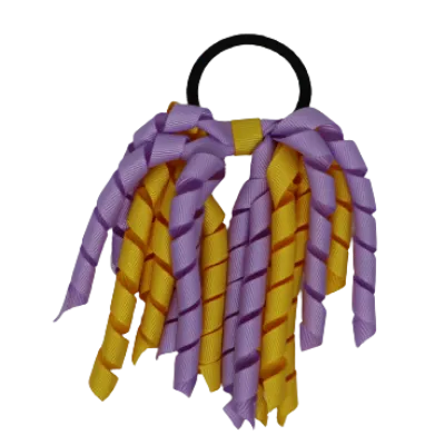 School Hair Accessories Short Curly Ponytail Streamer Hair Tie - Maize Yellow (28 colours options to pick from)