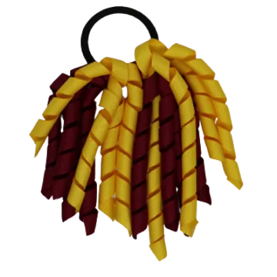 School Hair Accessories Short Curly Ponytail Streamer Hair Tie - Maize Yellow (28 colours options to pick from)