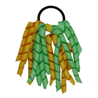 School Hair Accessories Short Curly Ponytail Streamer Hair Tie - Maize Yellow (28 colours options to pick from)