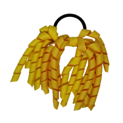 School Hair Accessories Short Curly Ponytail Streamer Hair Tie - Maize Yellow (28 colours options to pick from)
