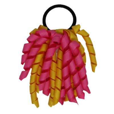 School Hair Accessories Short Curly Ponytail Streamer Hair Tie - Maize Yellow (28 colours options to pick from)