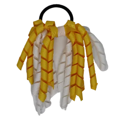 School Hair Accessories Short Curly Ponytail Streamer Hair Tie - Maize Yellow (28 colours options to pick from)