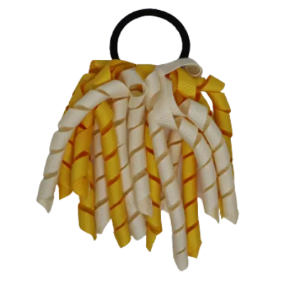 School Hair Accessories Short Curly Ponytail Streamer Hair Tie - Maize Yellow (28 colours options to pick from)