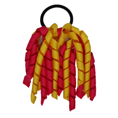 School Hair Accessories Short Curly Ponytail Streamer Hair Tie - Maize Yellow (28 colours options to pick from)