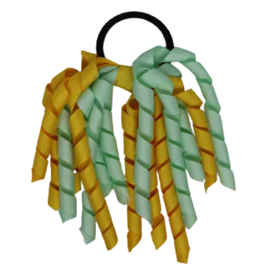 School Hair Accessories Short Curly Ponytail Streamer Hair Tie - Maize Yellow (28 colours options to pick from)