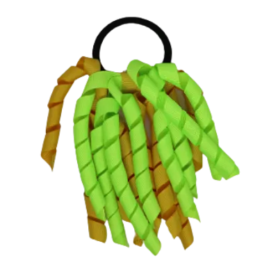 School Hair Accessories Short Curly Ponytail Streamer Hair Tie - Maize Yellow (28 colours options to pick from)