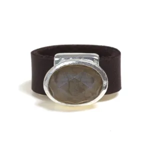 Silver plated Amazonit oval ring