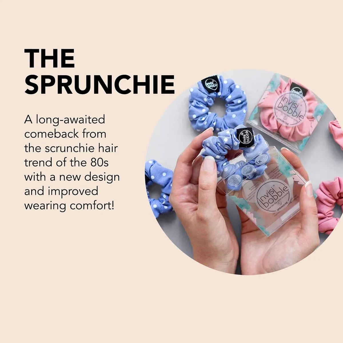 Sprunchies Invisibobble Hair Tie Scrunchies with Spirals Softer on Hair, 2 Pack