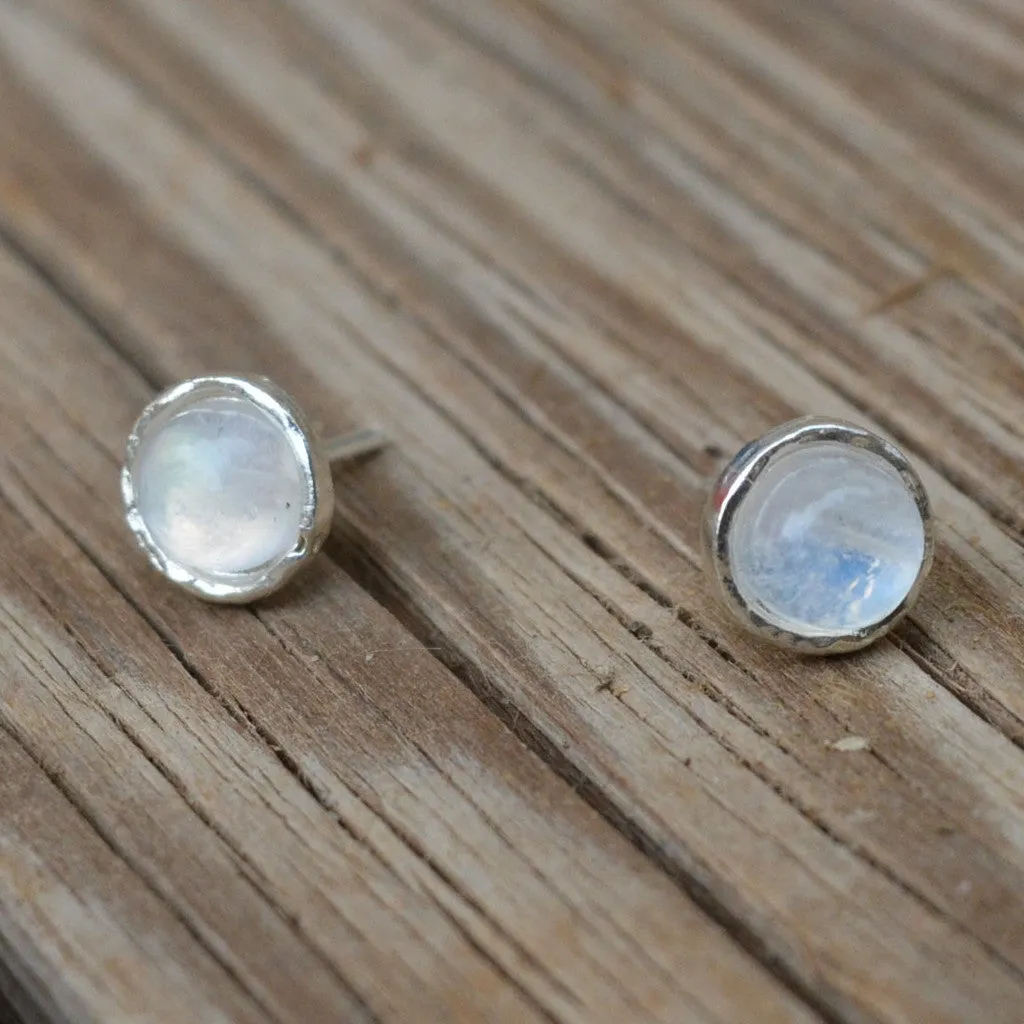 Sterling silver Natural Moonstone stud earrings
