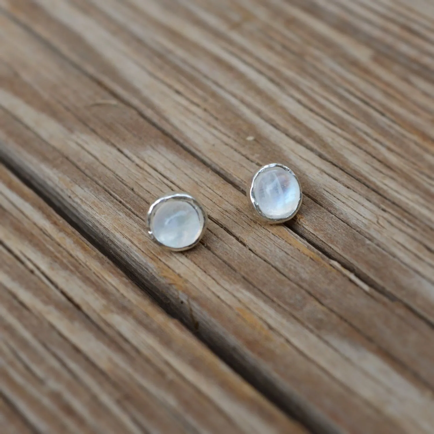 Sterling silver Natural Moonstone stud earrings