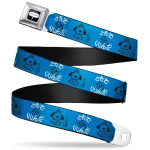 THIS IS FINE Quote Bubble Full Color Black/White Seatbelt Belt - This is Fine Japanese Question Hound Flame Blue/Black/White Webbing