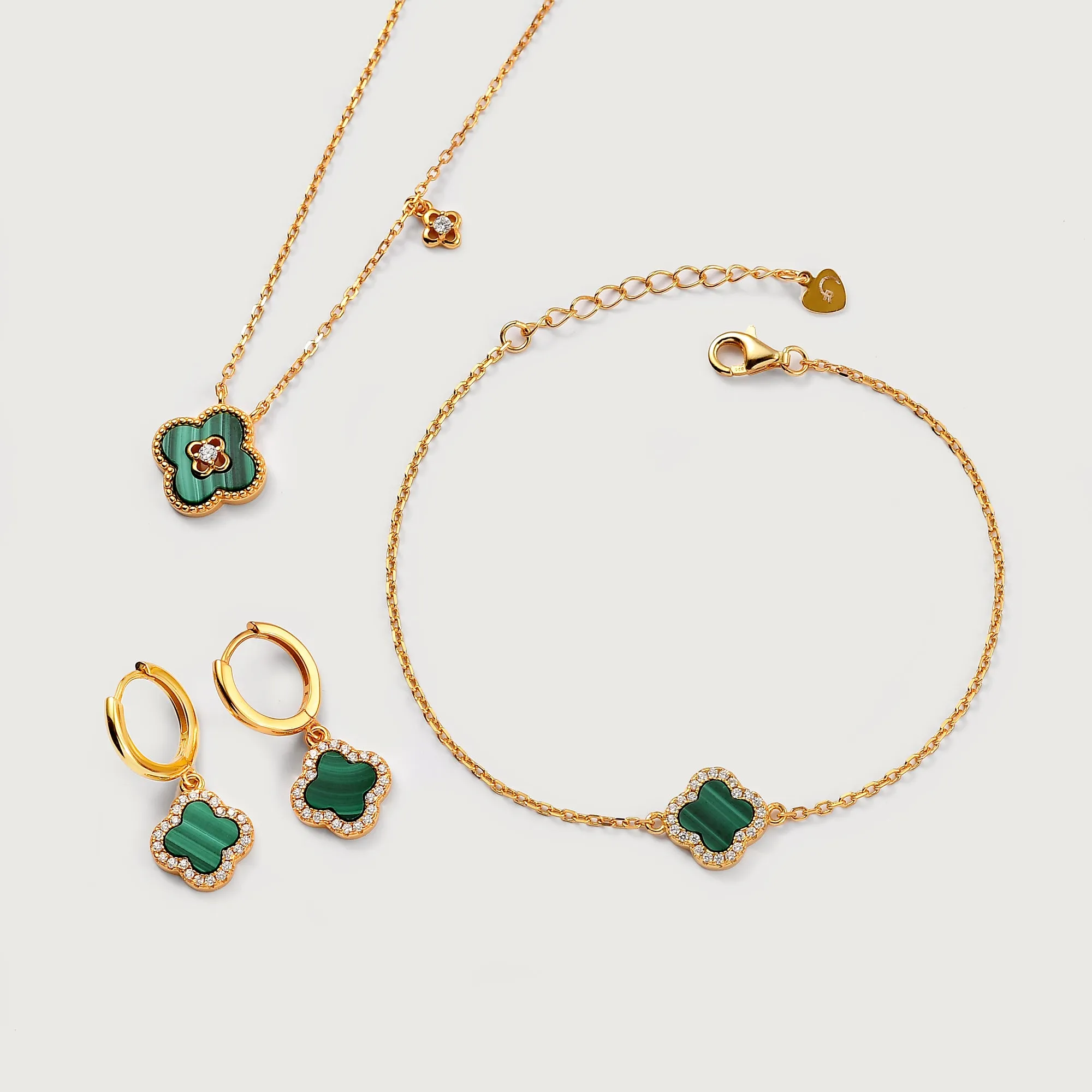 Vintage Clover Malachite Set