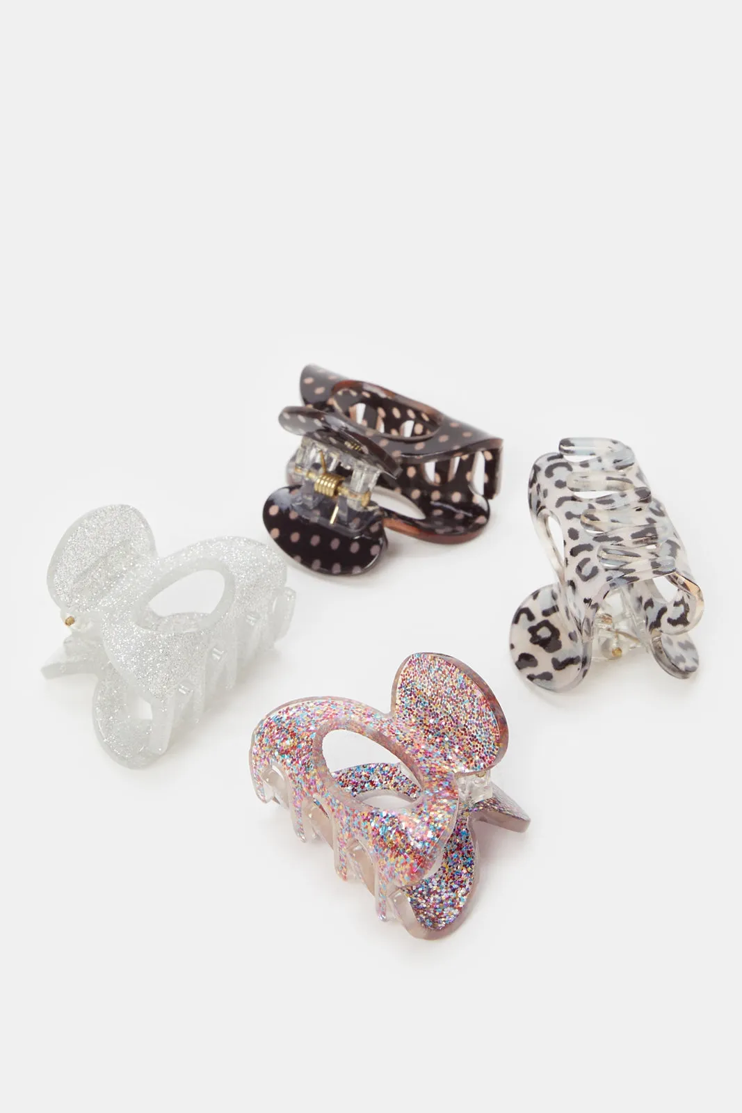 Women Assorted Embellished Hair Claw Set (4 Piece)